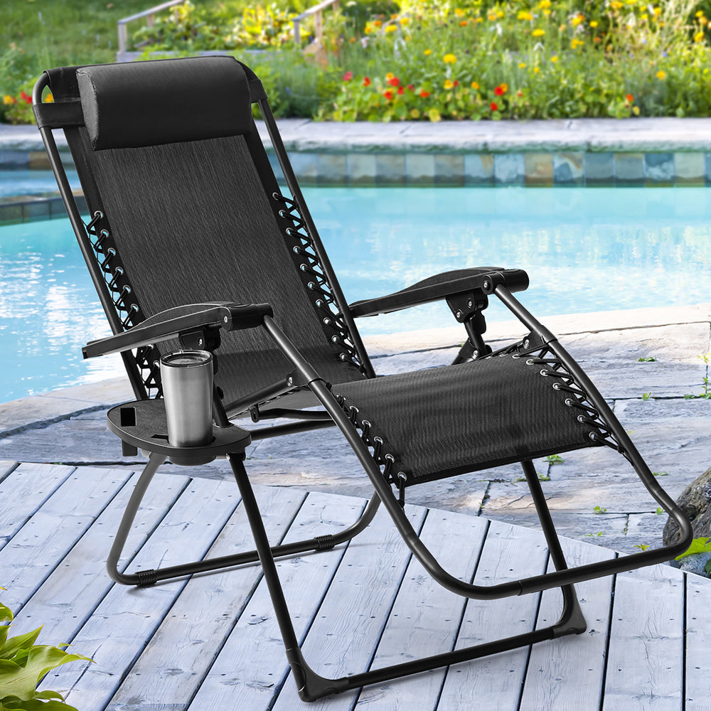 Low Camping Chair & Folding Portable Sun Lounger Chair