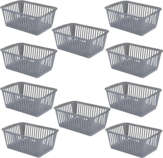 Grey Plastic Storage Basket