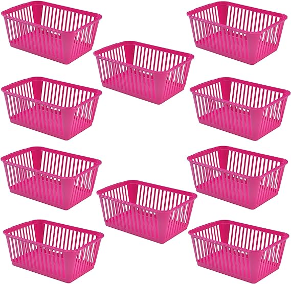 Hot Pink Plastic Storage Basket