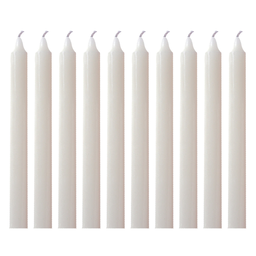 10 Pack White Wax Candles