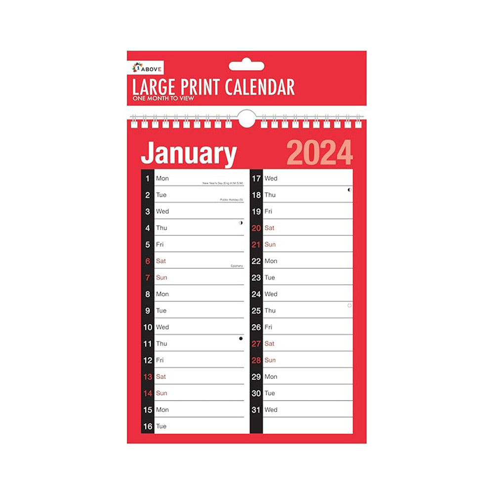 A4 Month to View Calendar