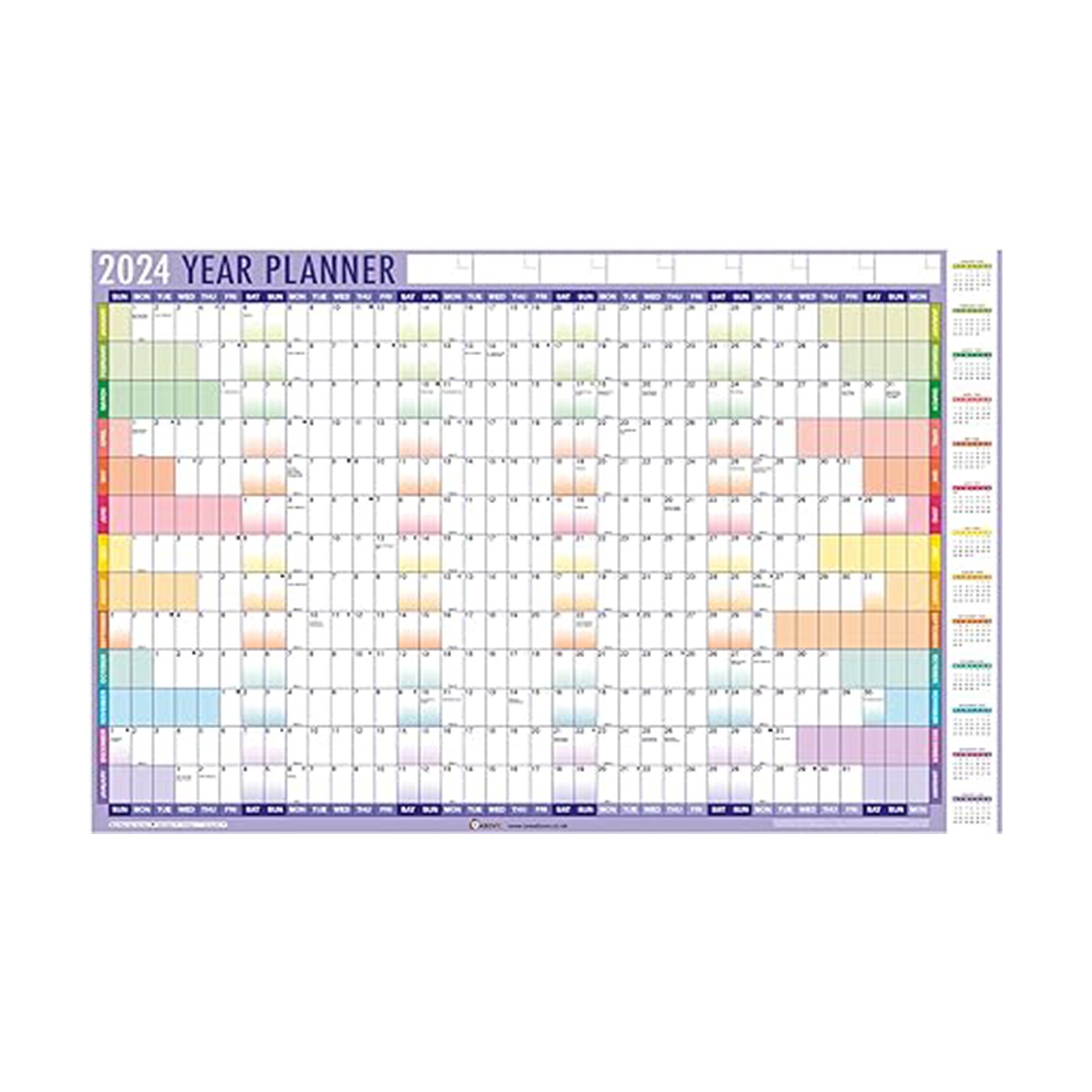 2024 2025 Calendar Mid-Year Full Year Planner LAMINATED XL Wall Monthly  Wipeable