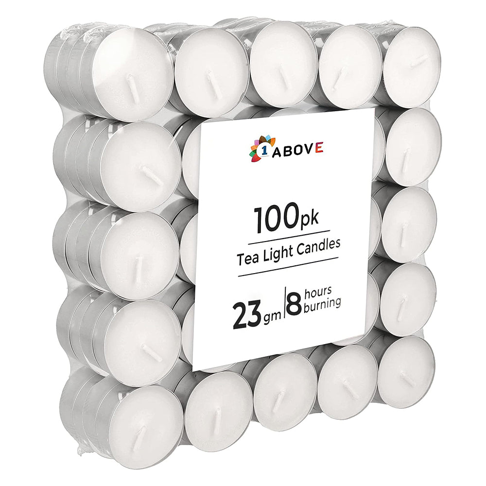 100 Pack Long Burning Unscented Tea Light Candles
