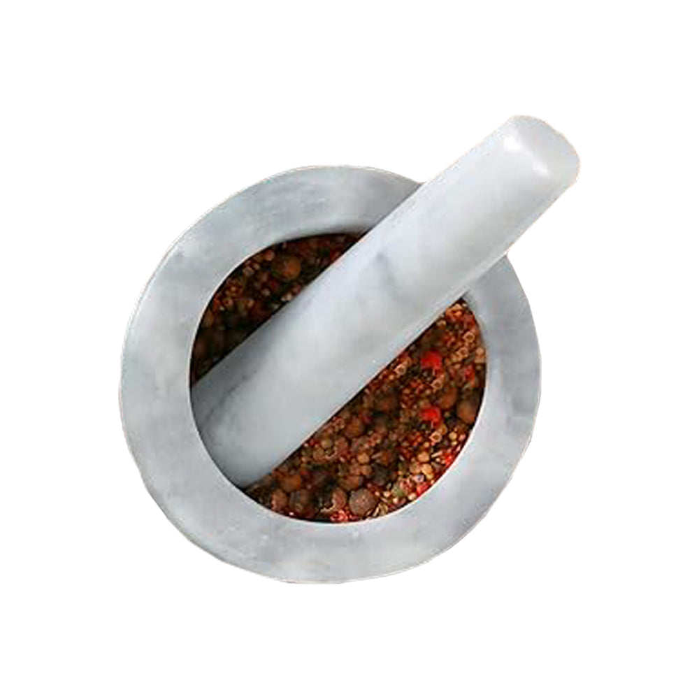 White Grey Marble Pestle & Mortar