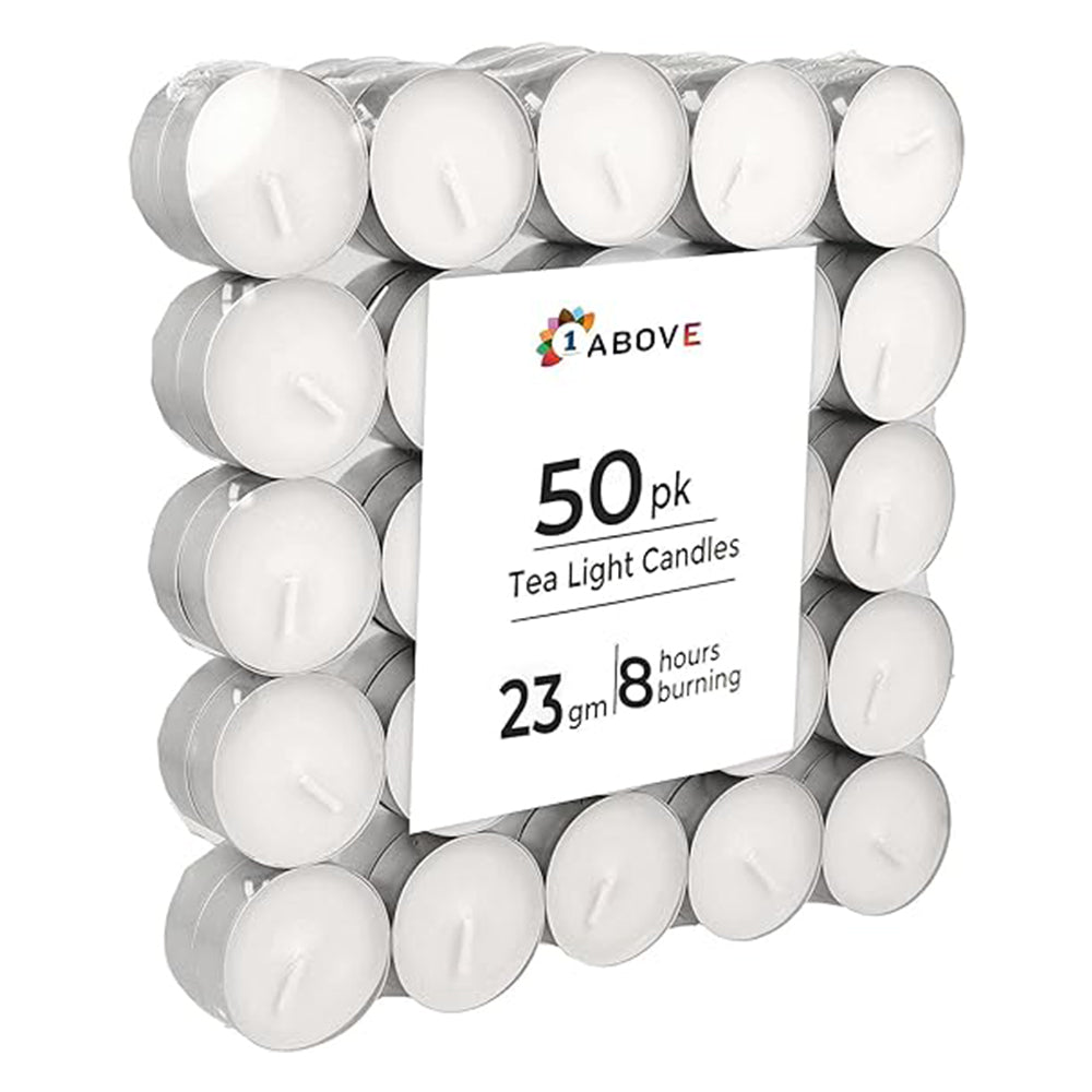 50 Pack Long Burning Unscented Tea Light Candles