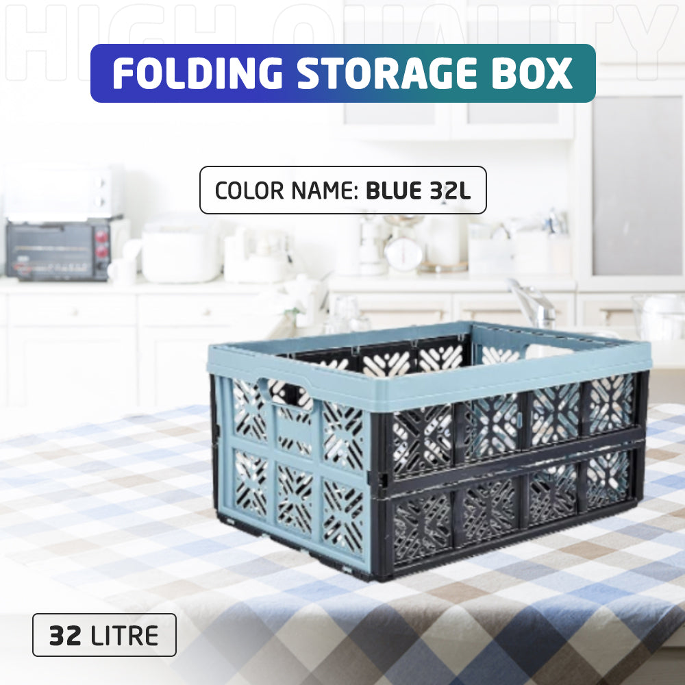 Blue 32 Litre Folding Storage Box