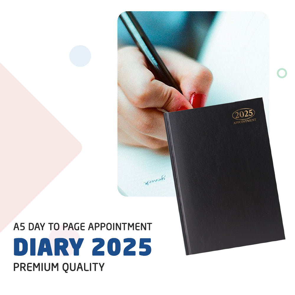 2025 A5 Day to Page Appointment Diary - Premium Quality