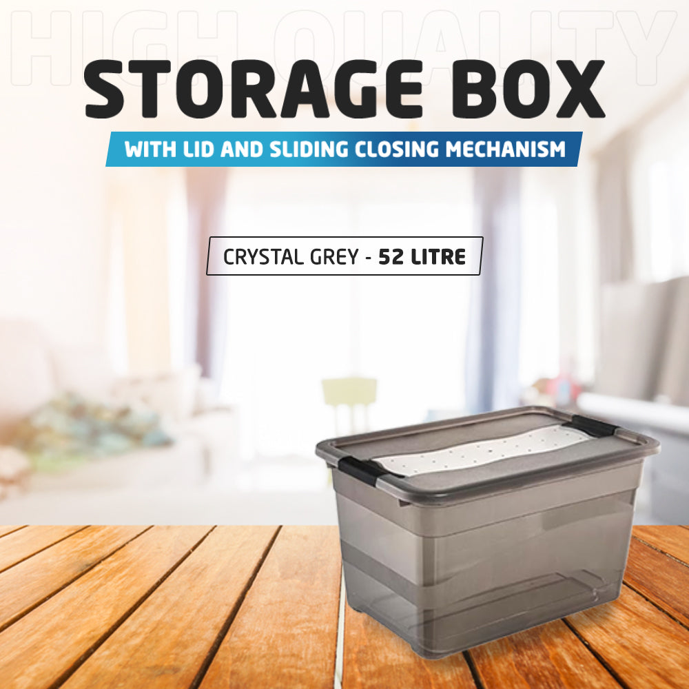 Crystal Grey 52 Litre Storage Box with Lid