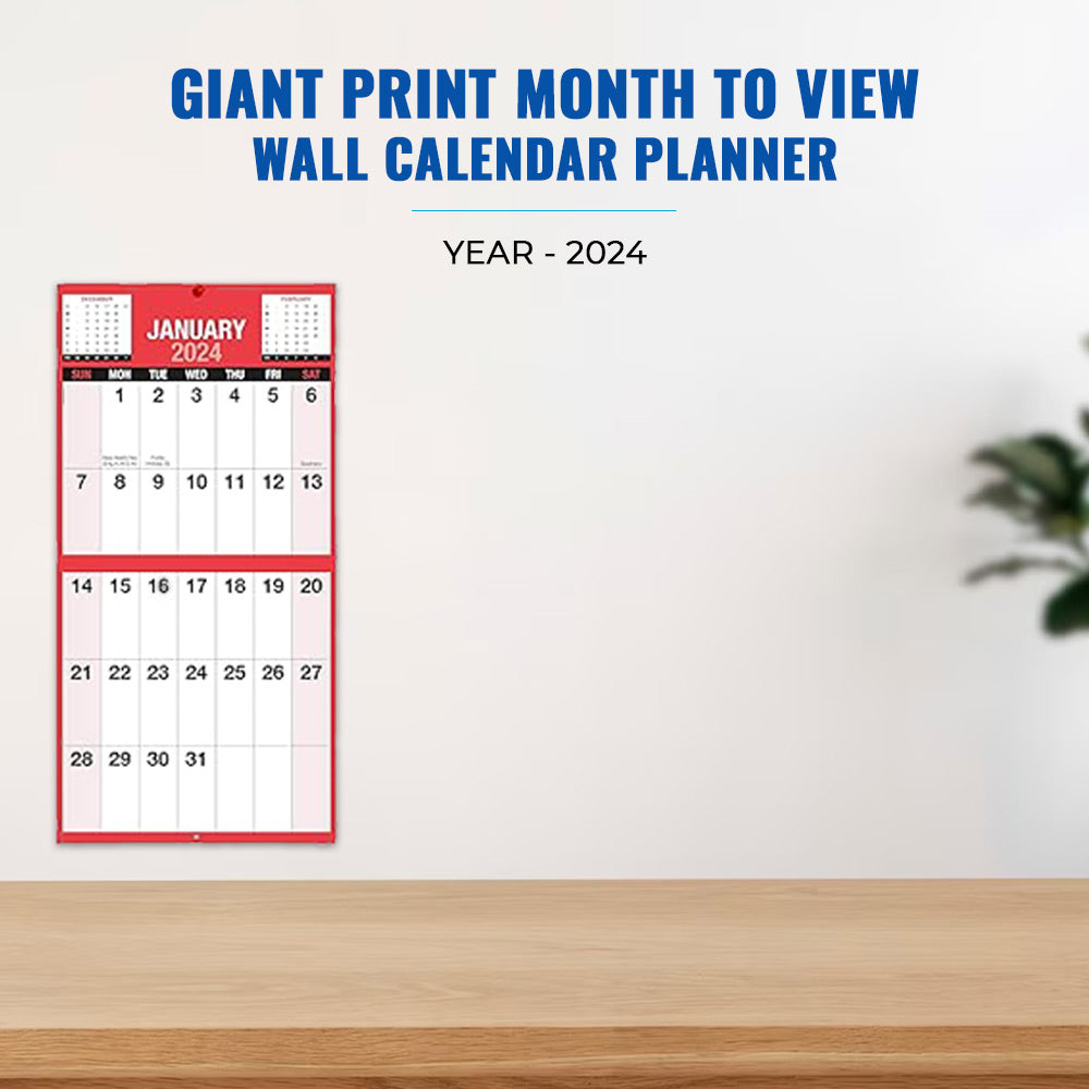 Giant Print Month To View Wall Calendar
