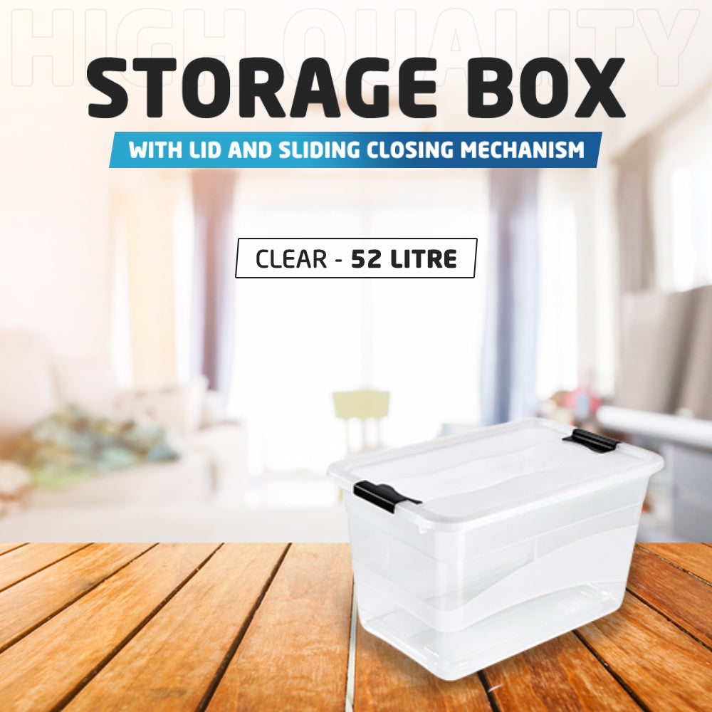 Clear 52 Litre Storage Box with Lid