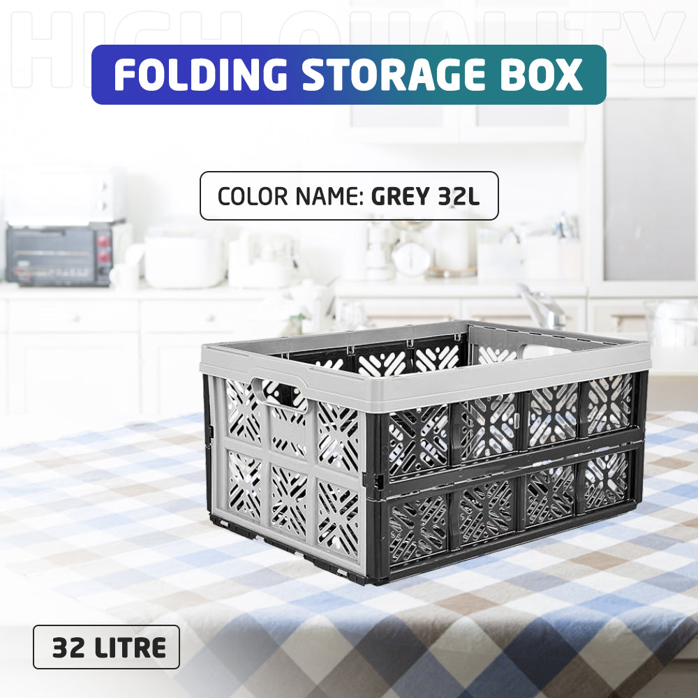 Grey 32 Litre Folding Storage Box