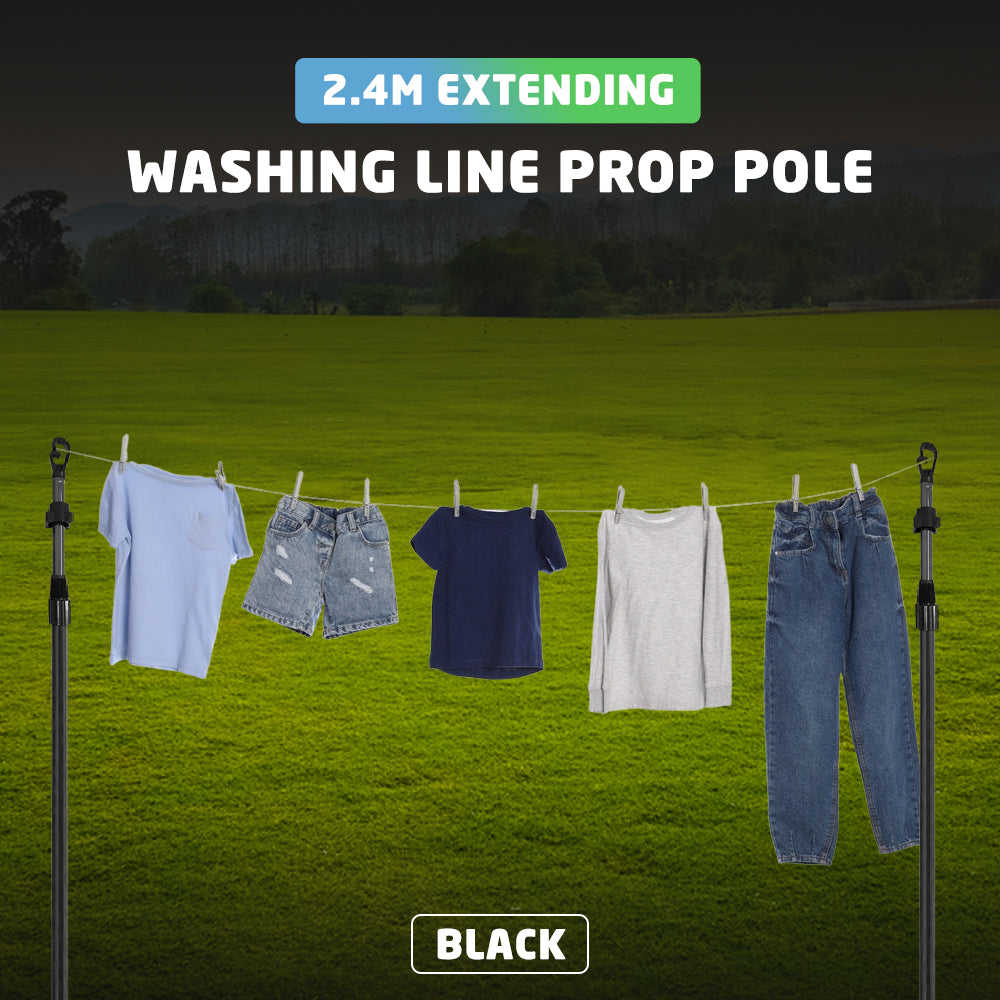 Extending Washing Line Prop Pole - Black