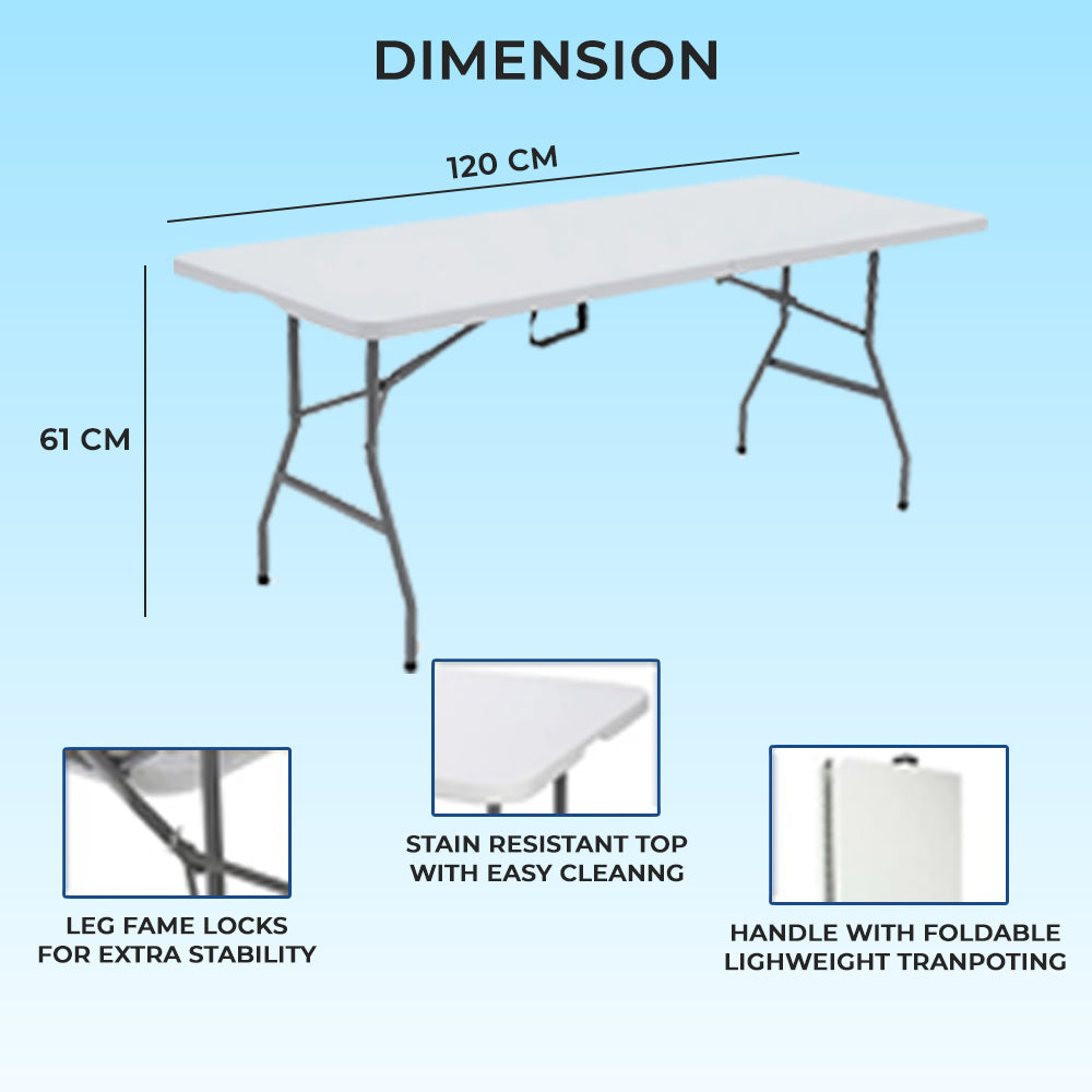 4Ft White Heavy Duty Folding Table 