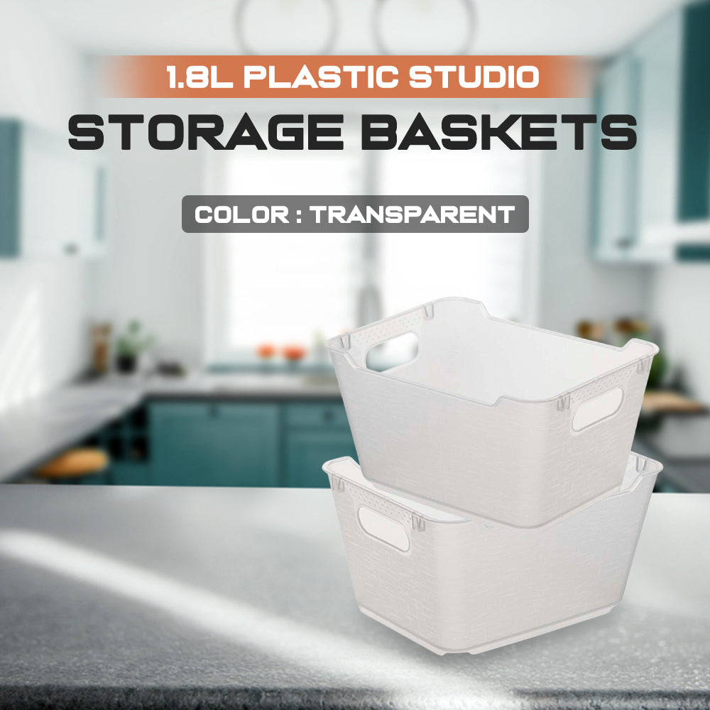 Transparent Plastic Studio Storage Baskets