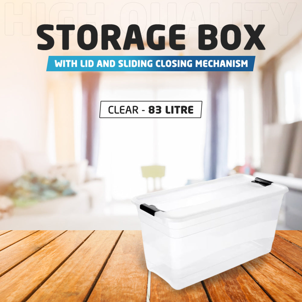 Clear 83 Litre Storage Box with Lid