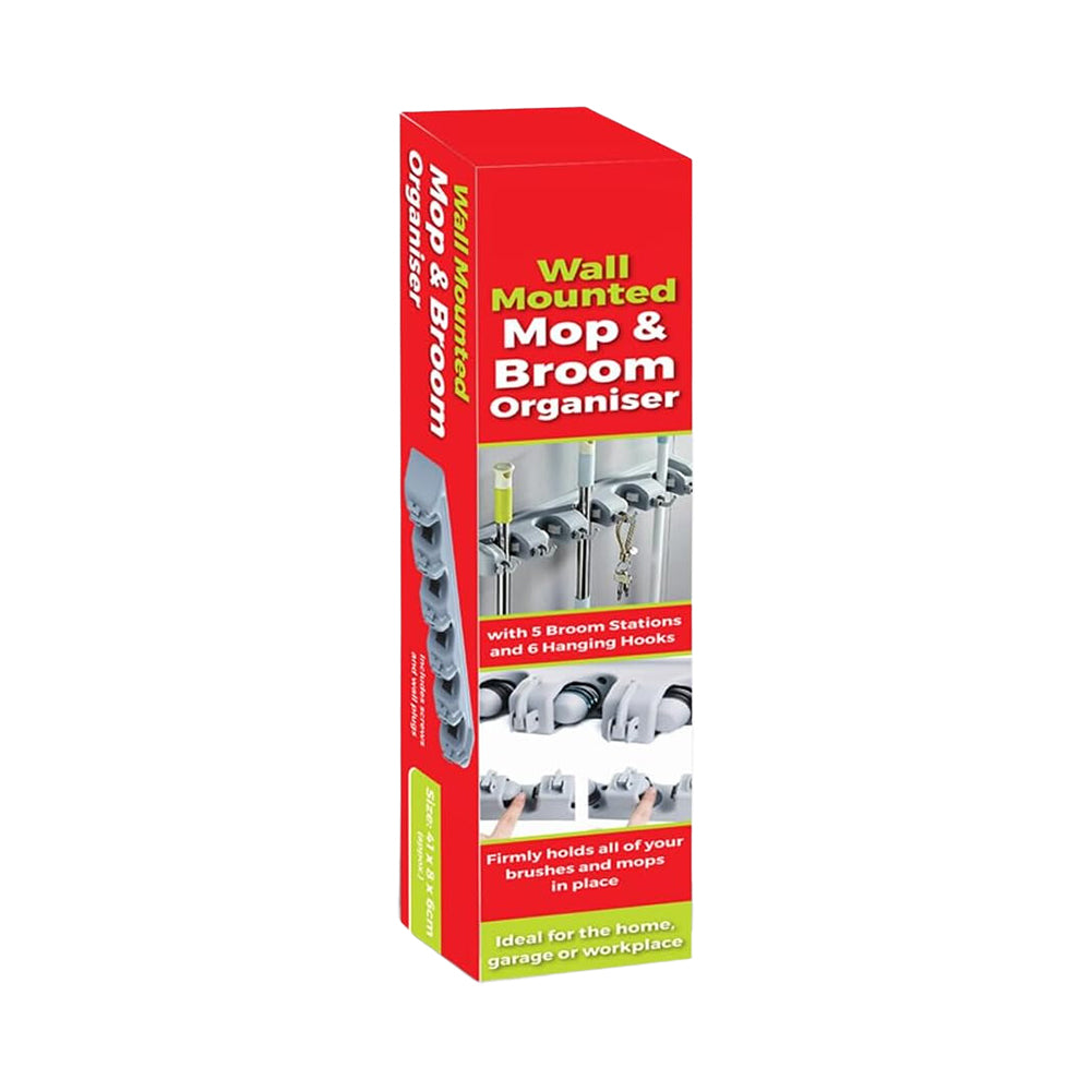 Box of Durable Wall Mounted Mop & Broom Organizer