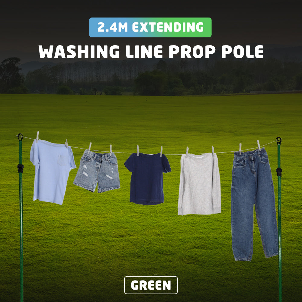 Extending Washing Line Prop Pole - Green