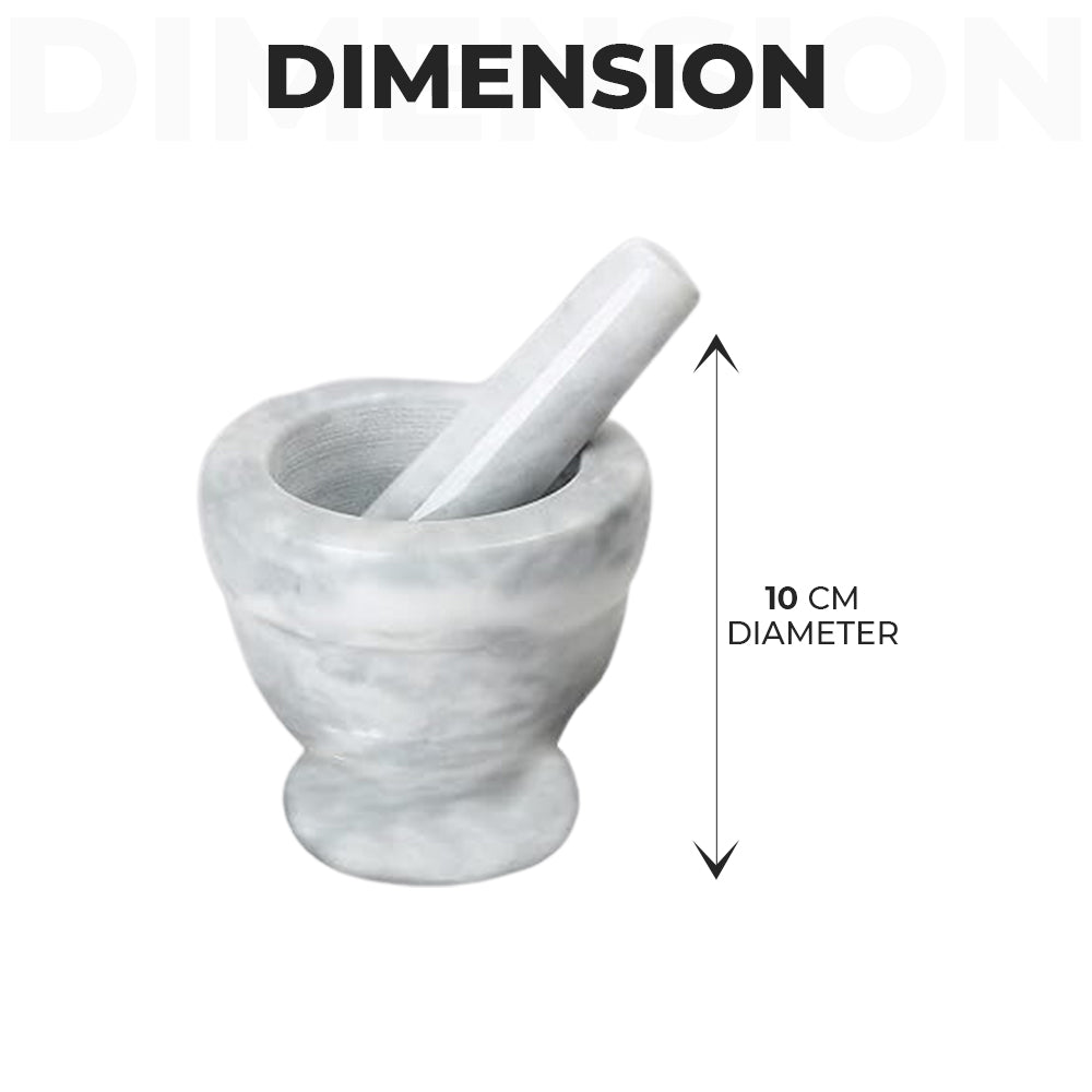 Dimension of White Grey Marble Pestle & Mortar