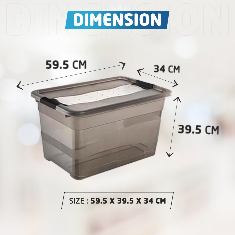Dimension of Crystal Grey 52 Litre Storage Box with Lid