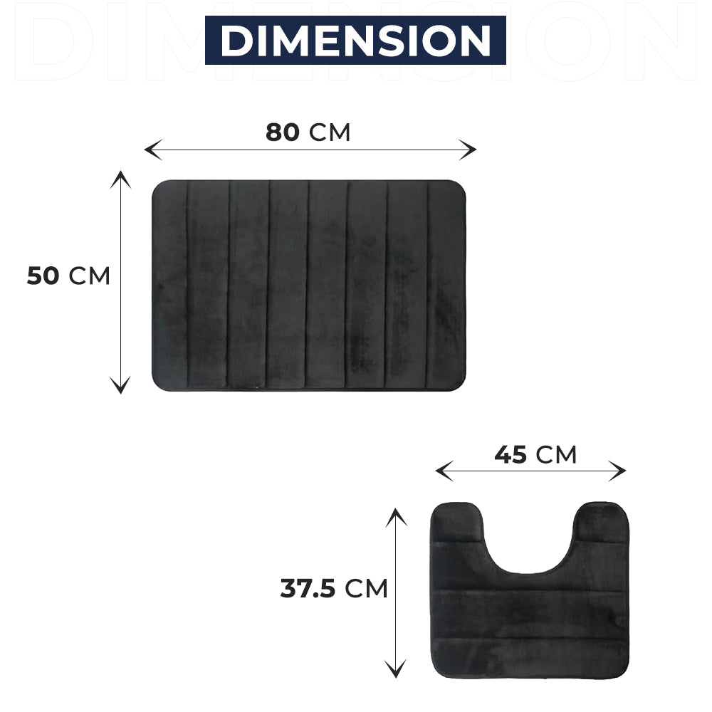 Dimension of Dark Grey Non Slip Bath Mat Set 