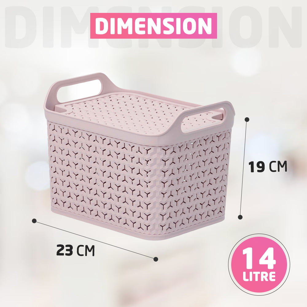 Dimension of Blush Pink Plastic Storage Boxes