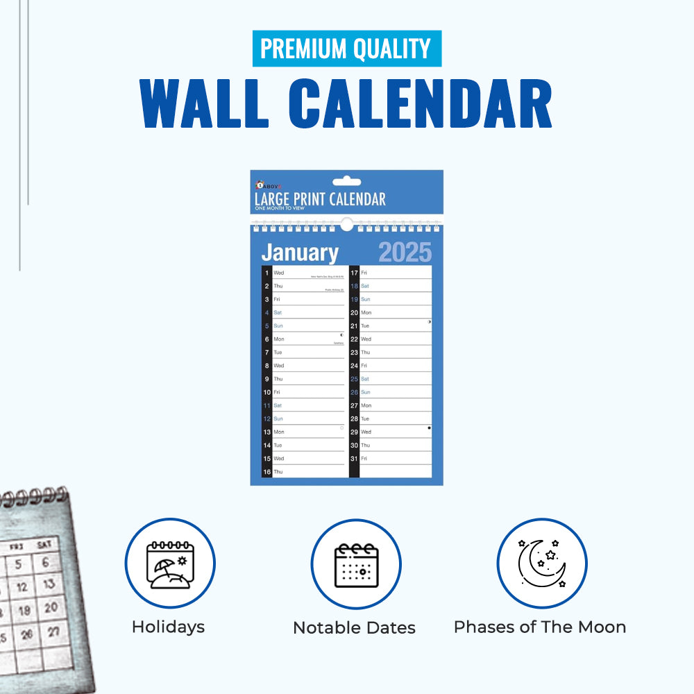 2025 Blue and Black Desktop Flip Calendar