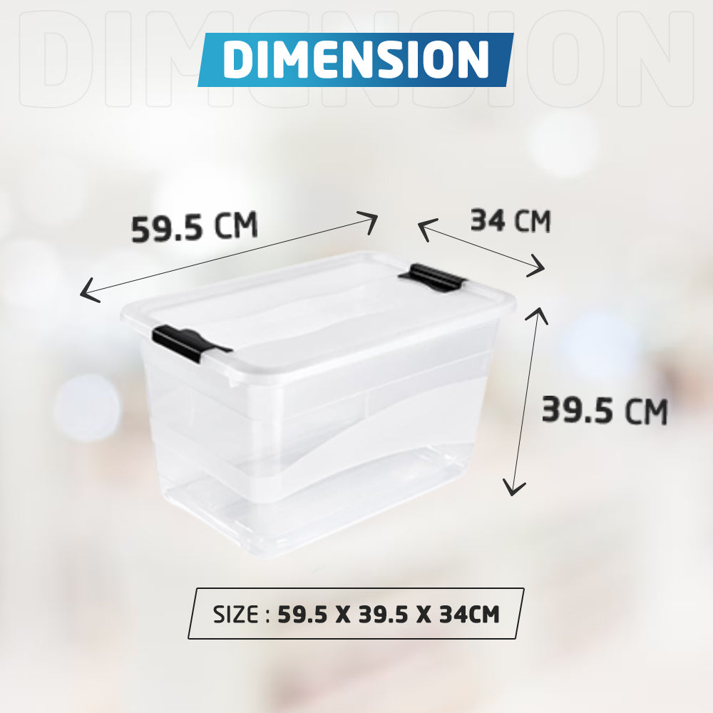 Dimension of Clear 52 Litre Storage Box with Lid