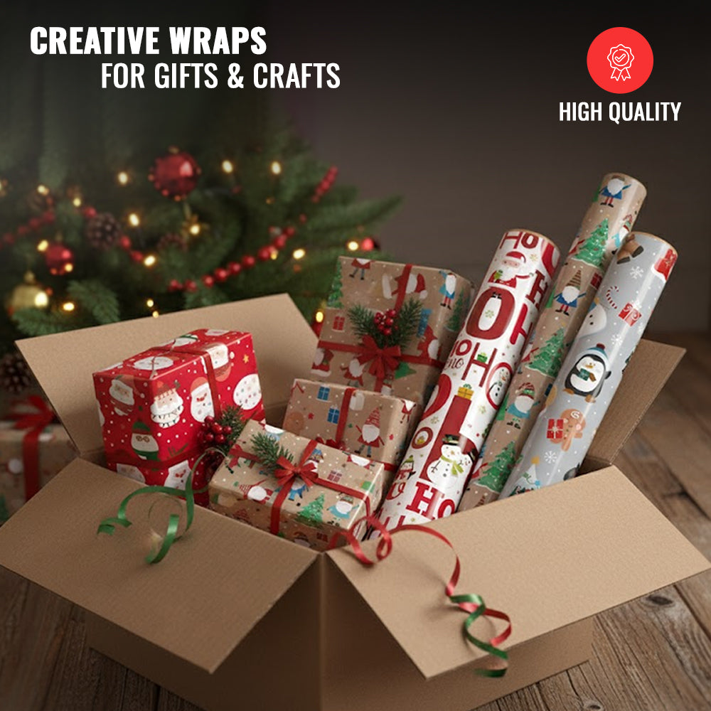 Cute Christmas Character Gift Wrapping Paper Roll