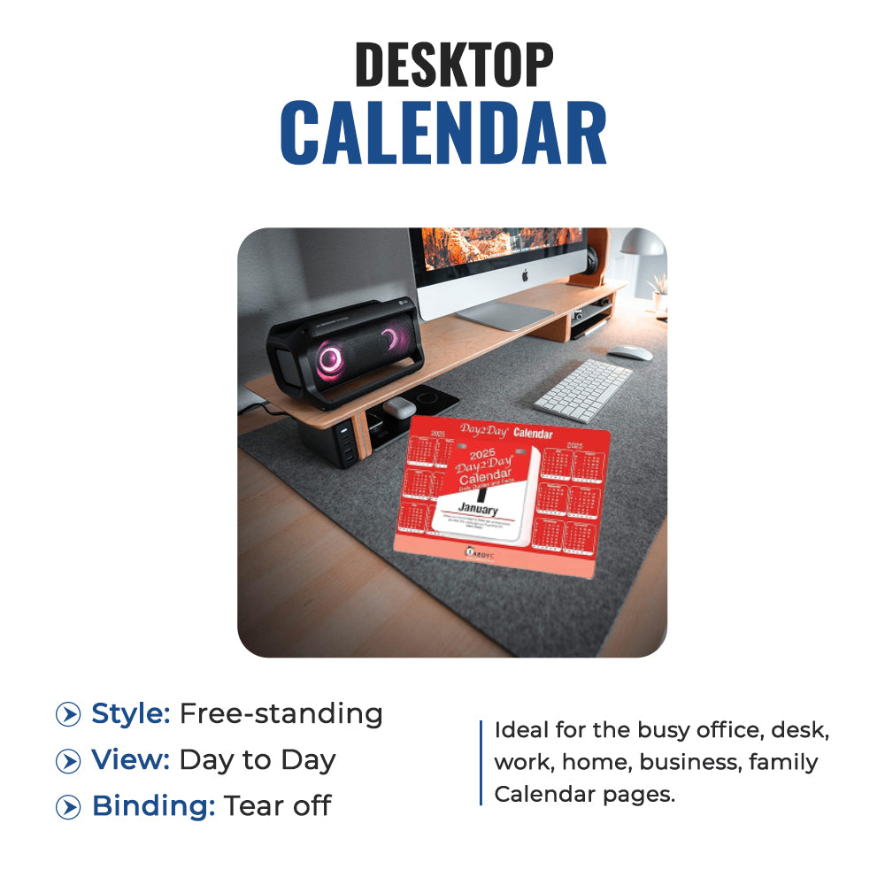 2025 Day To Day Desk Top Stand Up Tear Off Block Calendar