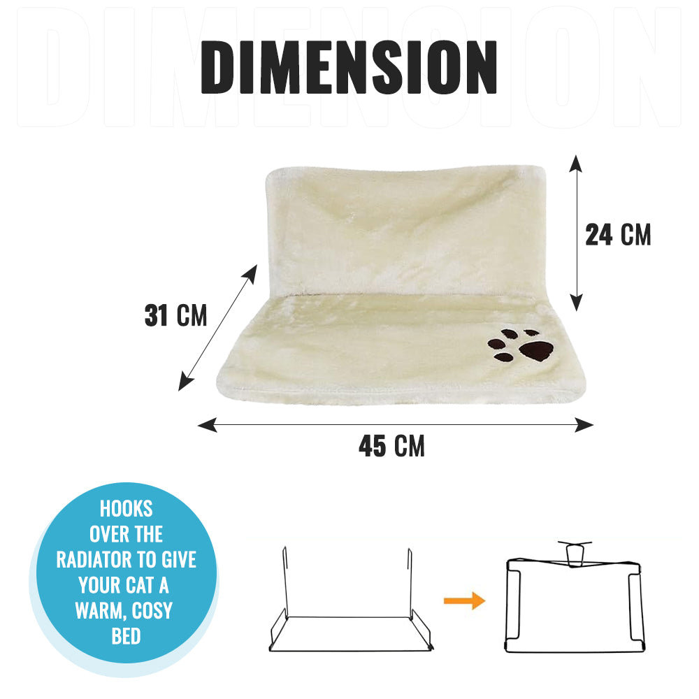 Dimension of White Radiator Bed for Cats