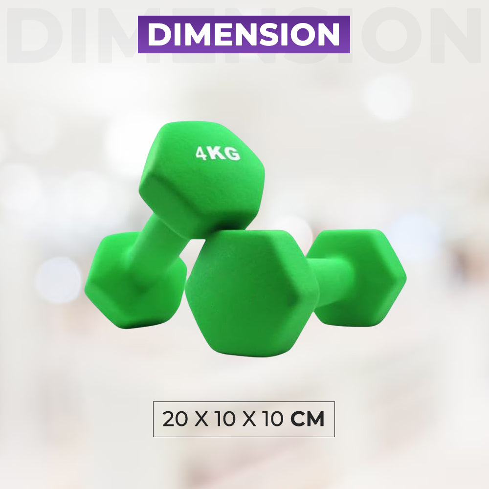 Dimension of 4kg Neoprene Dumbbell Set
