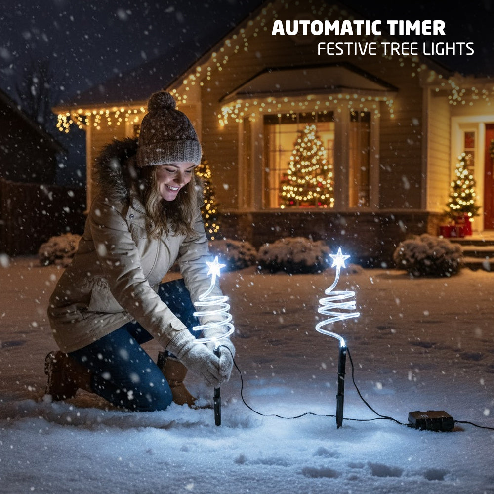 LED Christmas Tree Spiral Stake Lights – 4 Piece