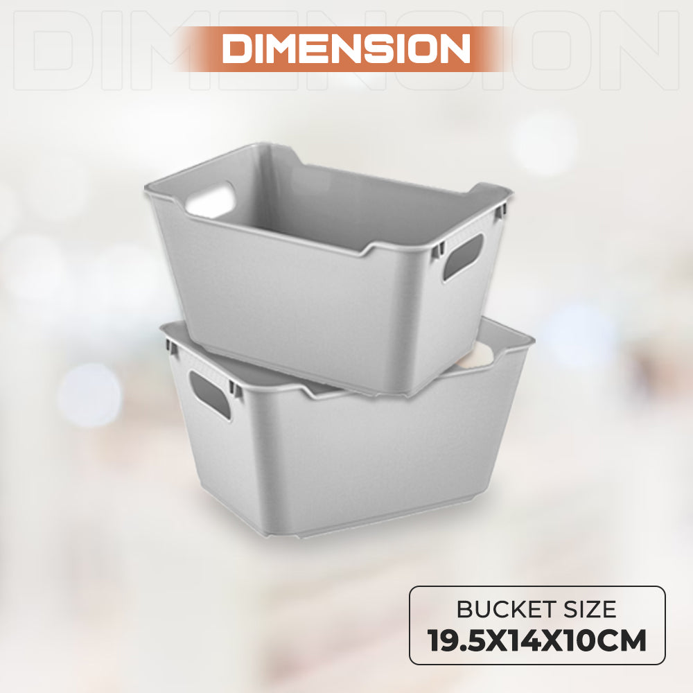 Dimension of Grey Plastic Studio Storage Baskets