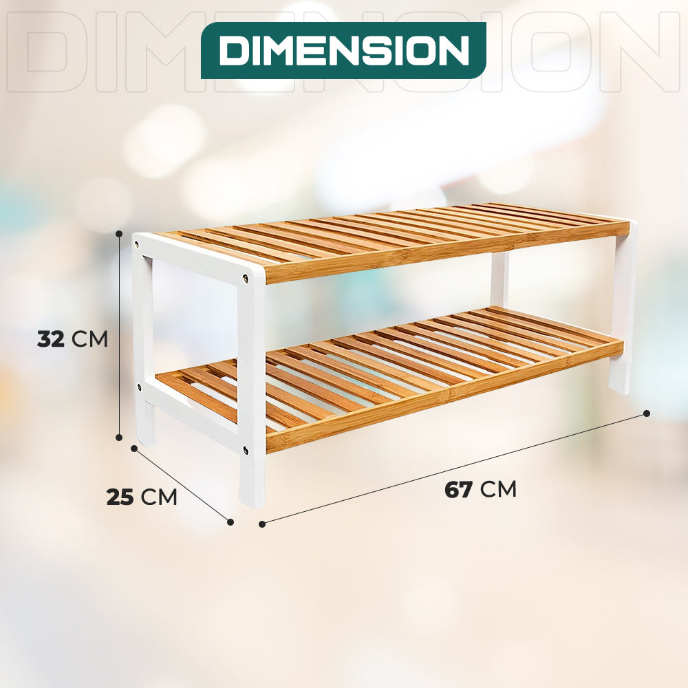 Dimension of 2 tier Bamboo Shoe Rack