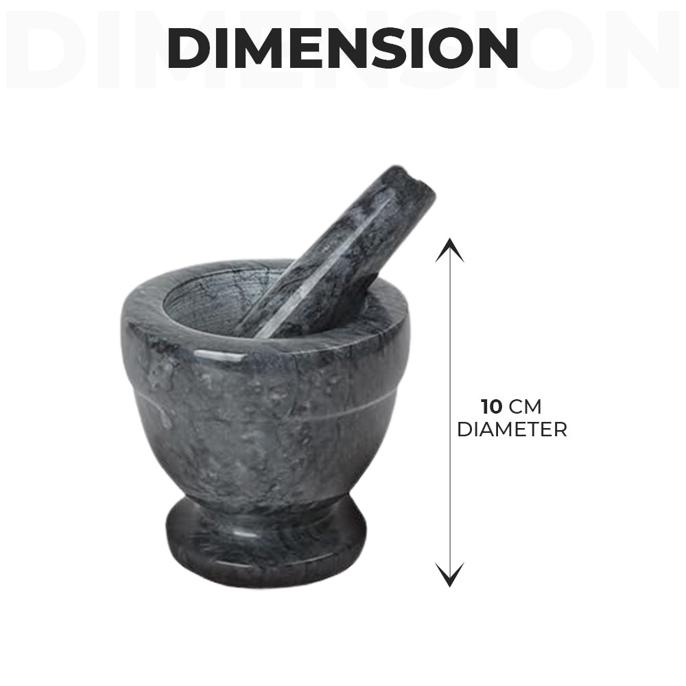 Dimension of Dark Grey Marble Pestle & Mortar
