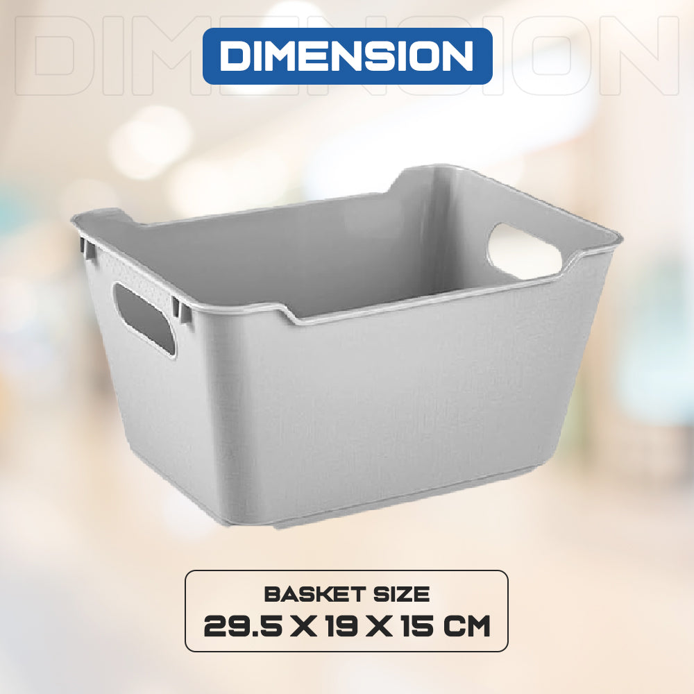 Dimension of Grey 6L Plastic Studio Storage Baskets