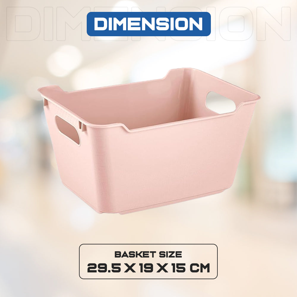 Dimension of Pink 6L Plastic Studio Storage Baskets