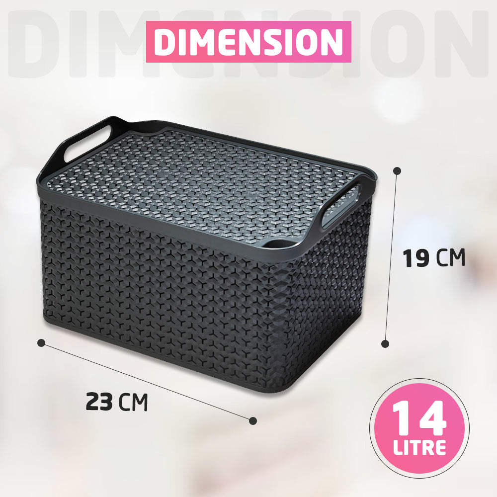 Dimension of Cool Grey Plastic Storage Boxes