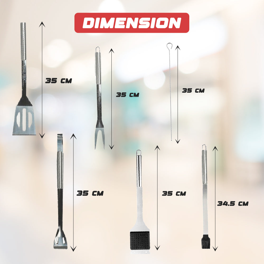 Dimension of Stainless Steel Grill Tools Set