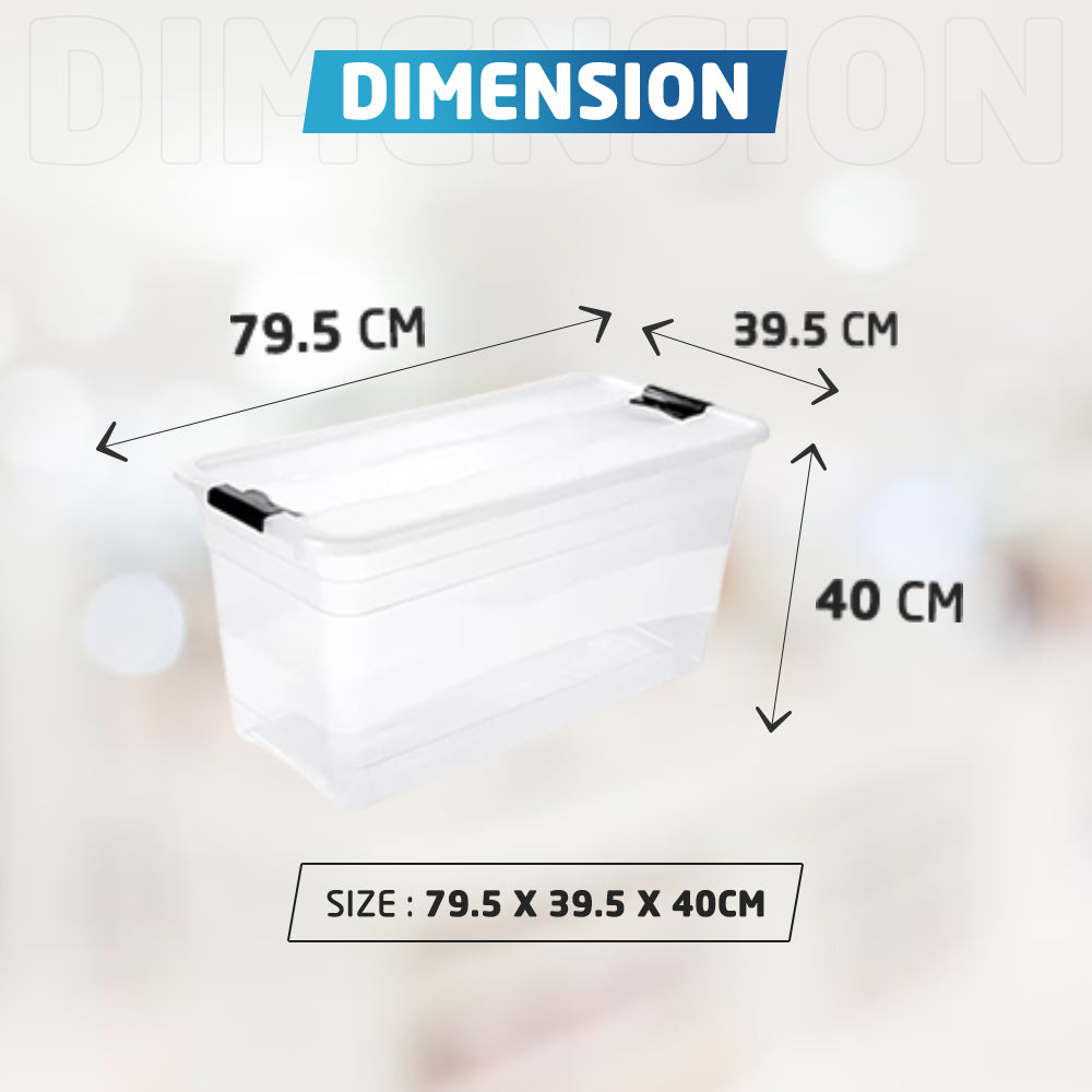 Dimension of Clear 83 Litre Storage Box with Lid