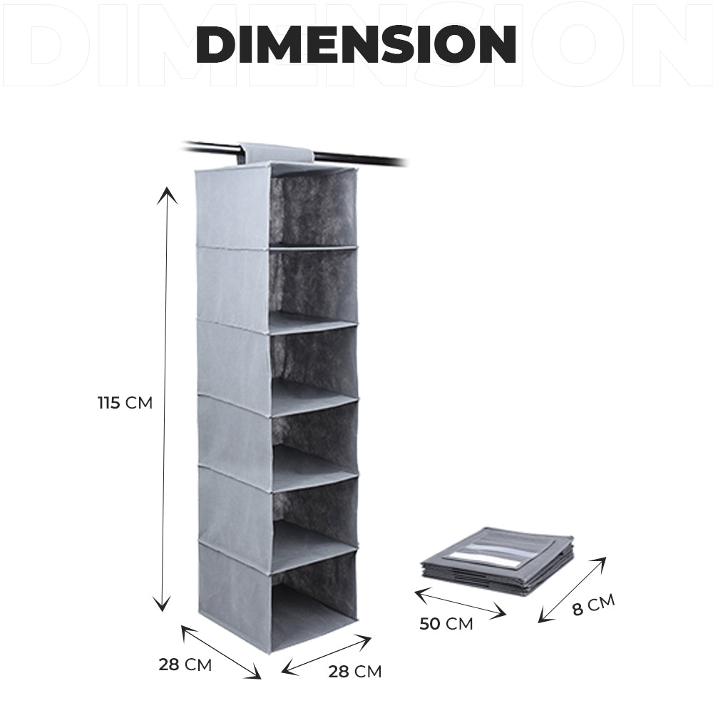 Dimension of 6 shelves Foldable Wardrobe Closet Organizer