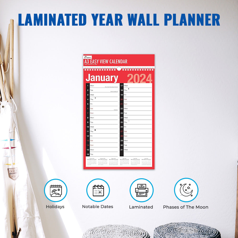 A3 Month to View Calendar