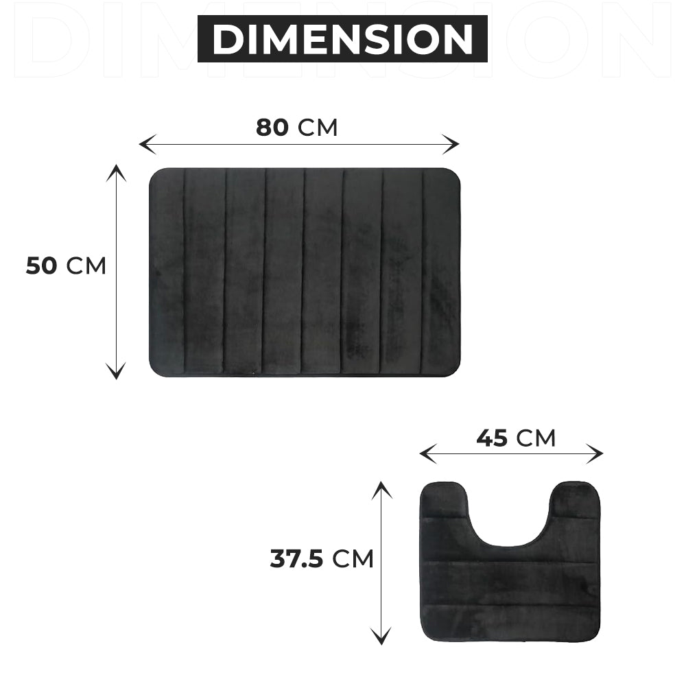 Dimension of Black Non Slip Bath Mat Set 