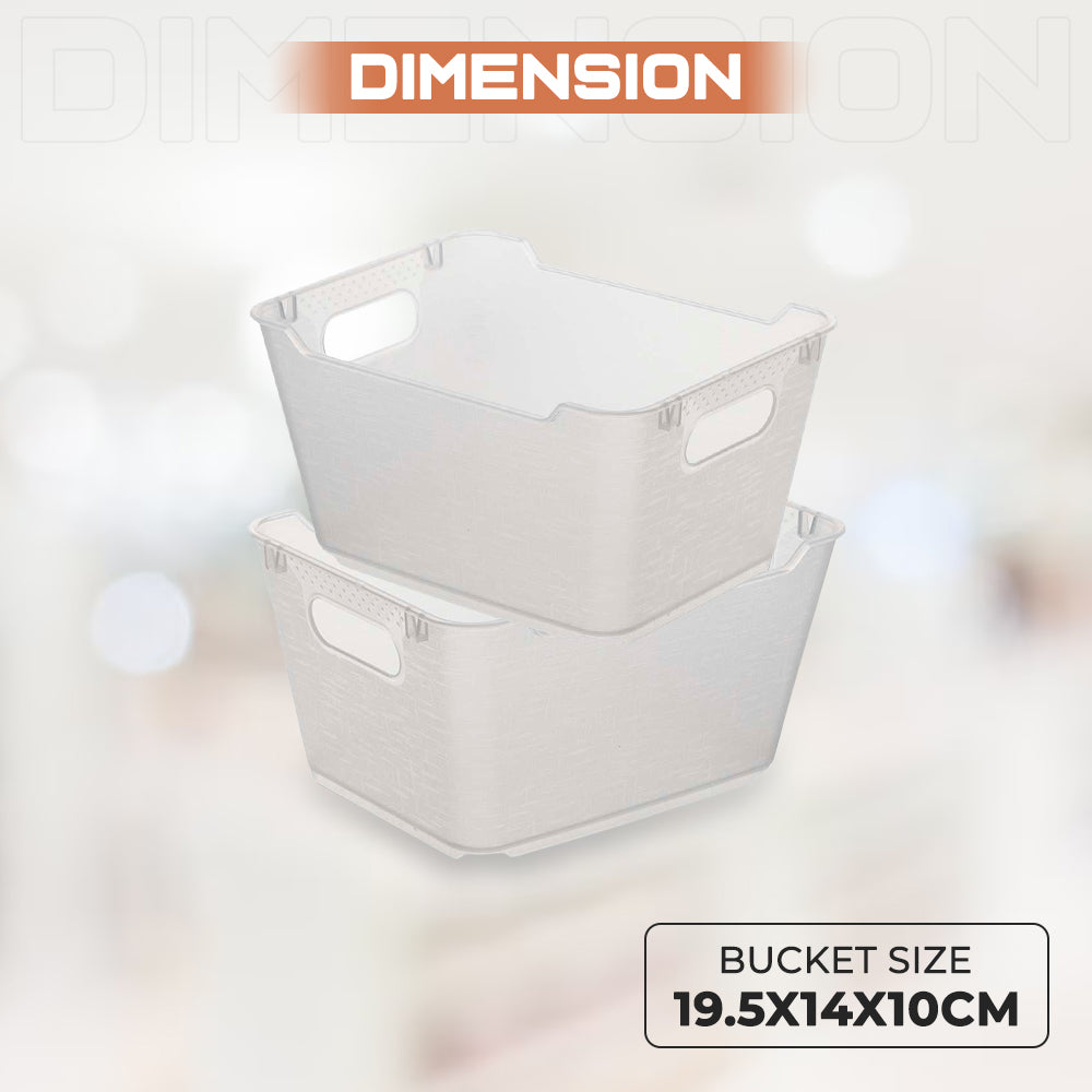 Dimension of Transparent Plastic Studio Storage Baskets