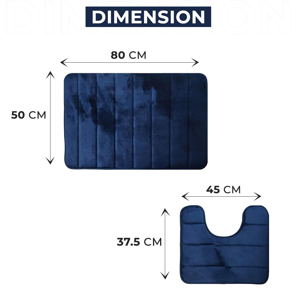 Dimension of Blue Non Slip Bath Mat Set
