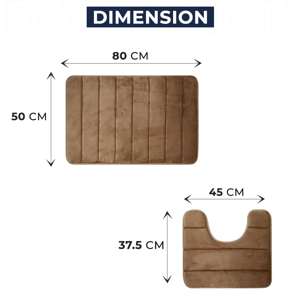 Dimension of Champagne Non Slip Bath Mat Set