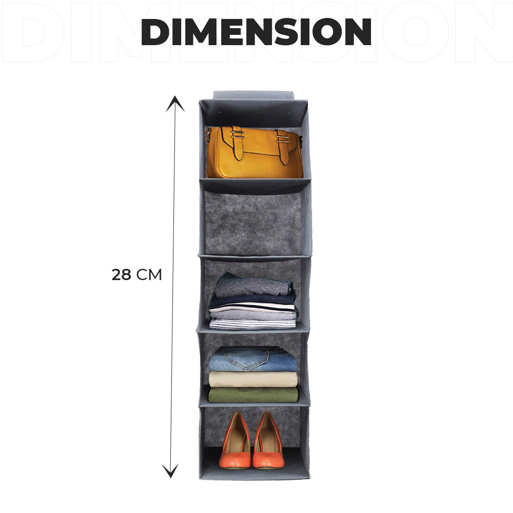 Dimesion of 5 shelves Foldable Wardrobe Closet Organizer