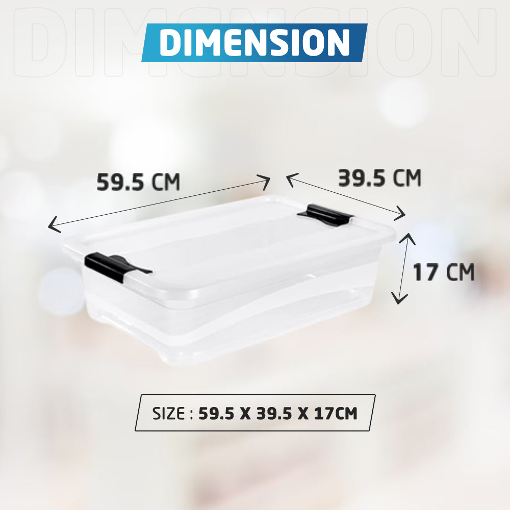 Dimension of Clear 28 Litre Storage Box with Lid