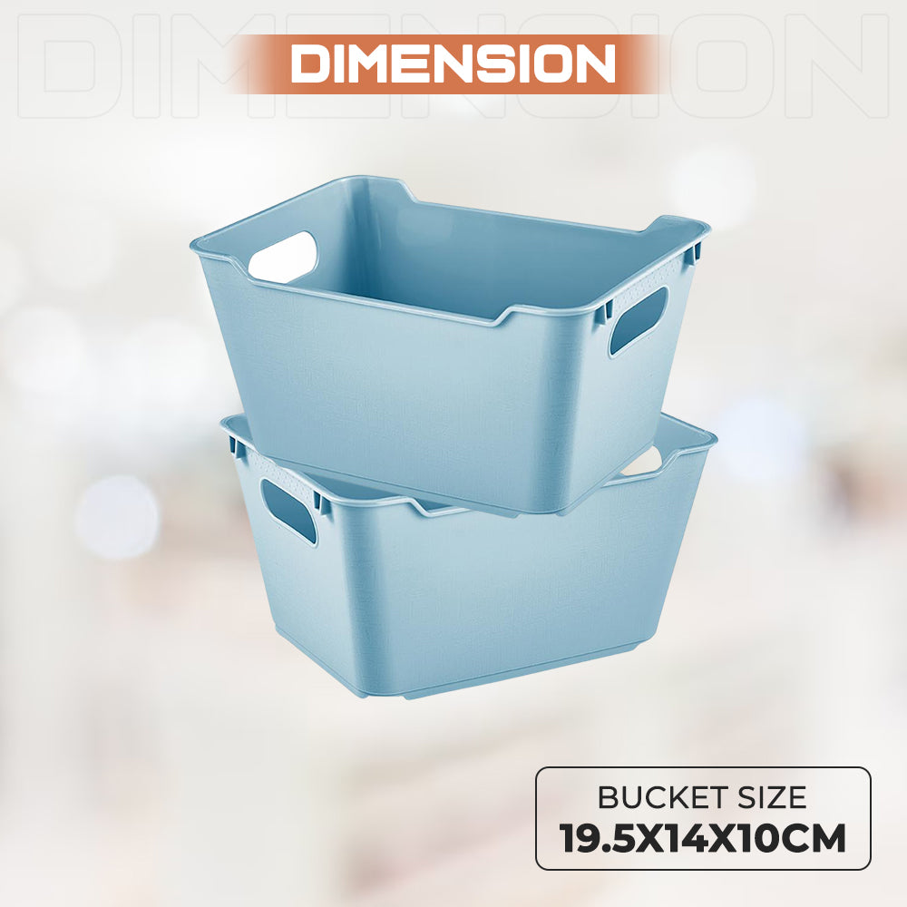 Dimension of Blue Plastic Studio Storage Baskets