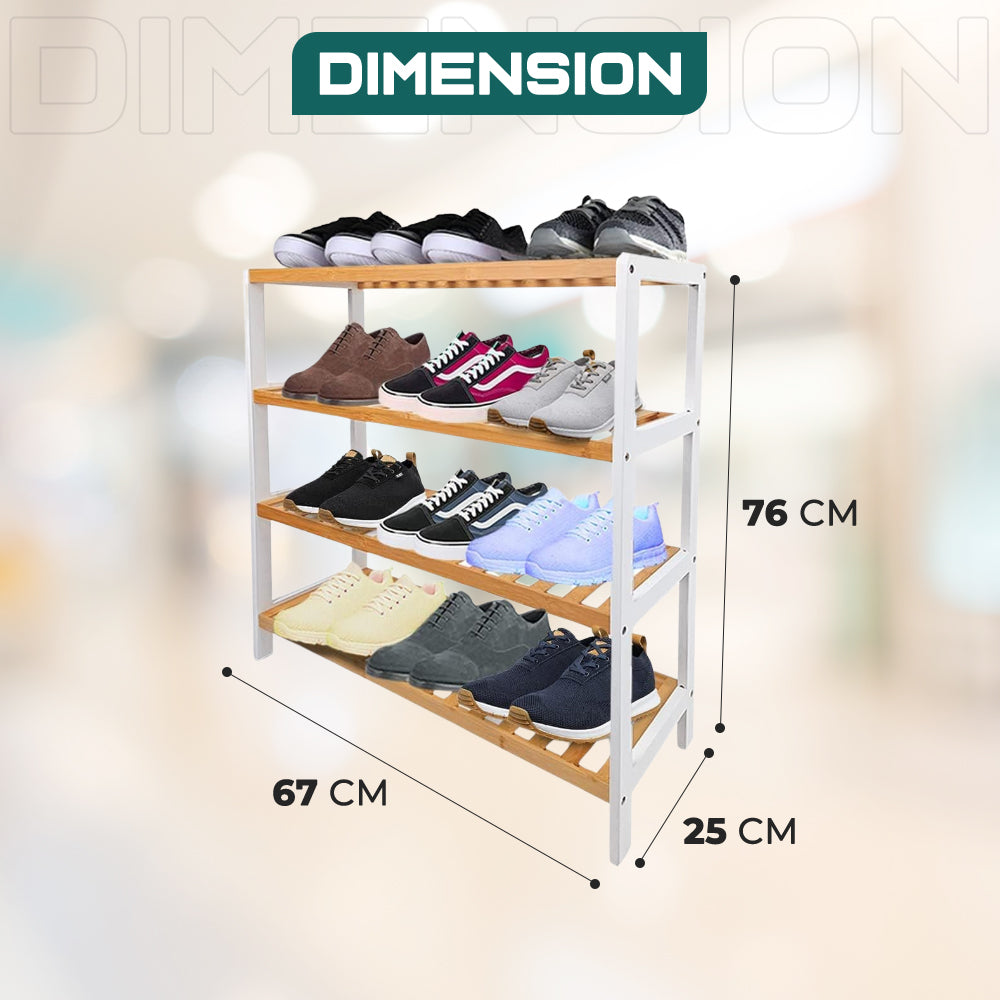 Dimension of 4 Tier Bamboo Shoe Rack
